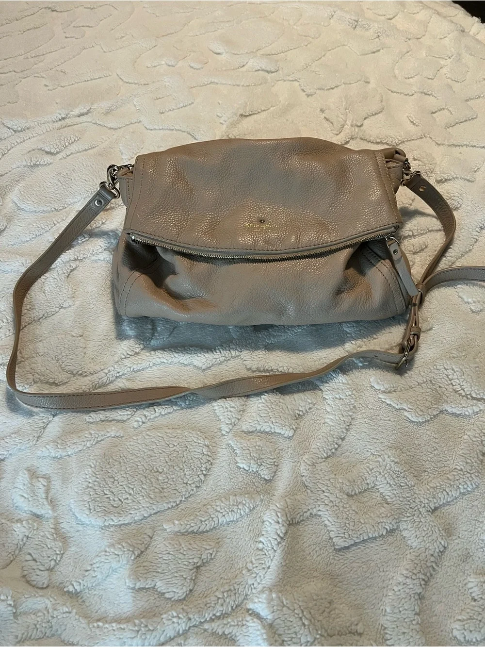 kate spade Taupe Pebbled Leather Crossbody Bag